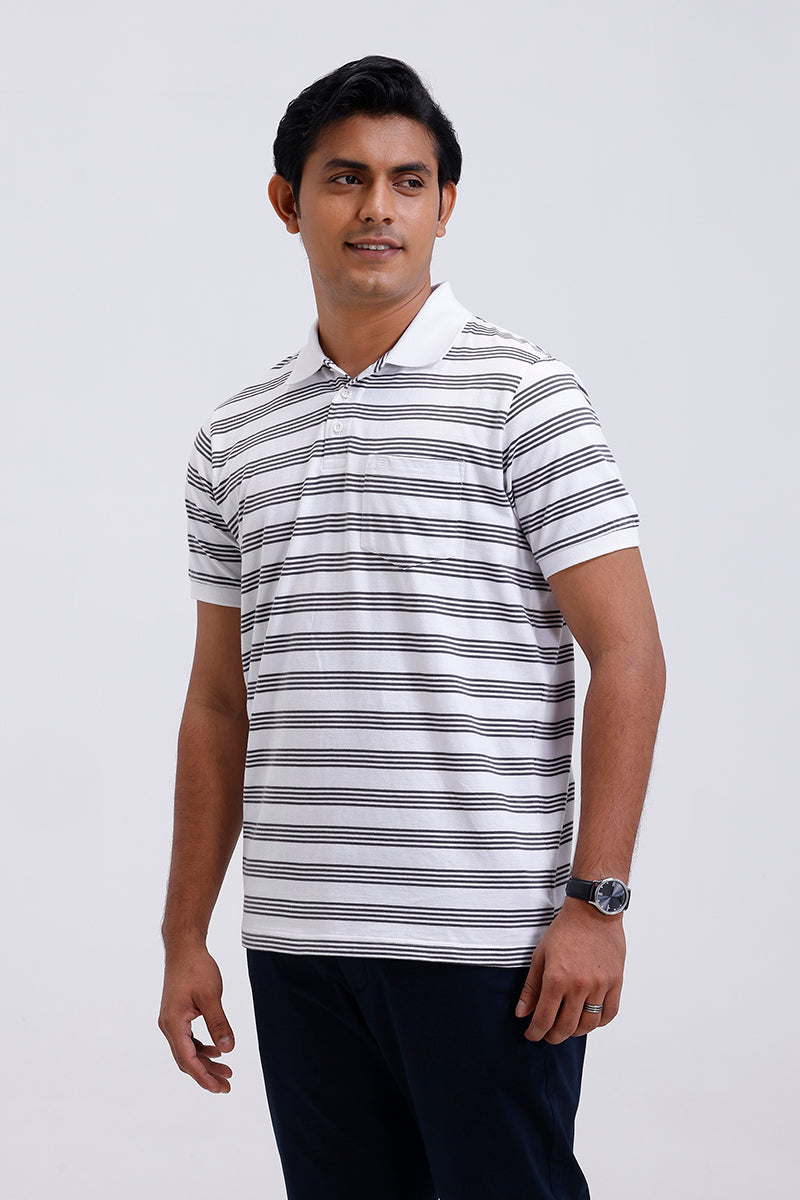 white striped polo shirt men