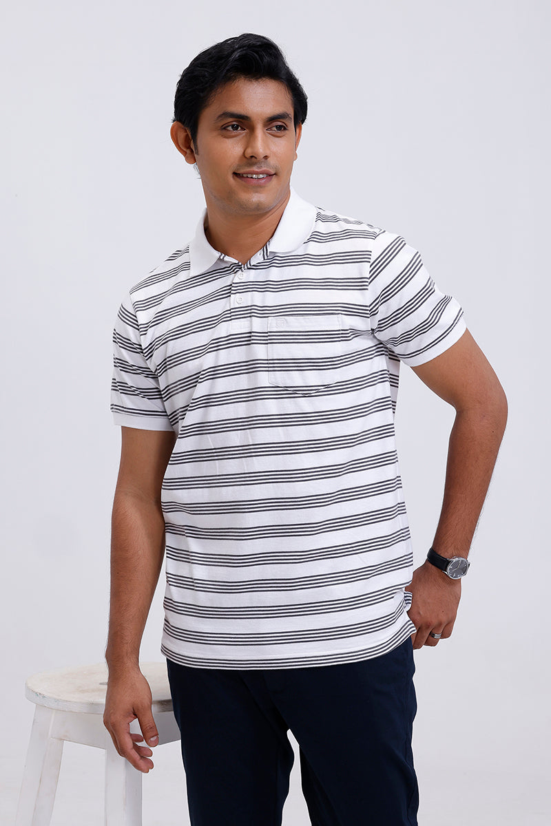 dark gray stripe polo T-shirt