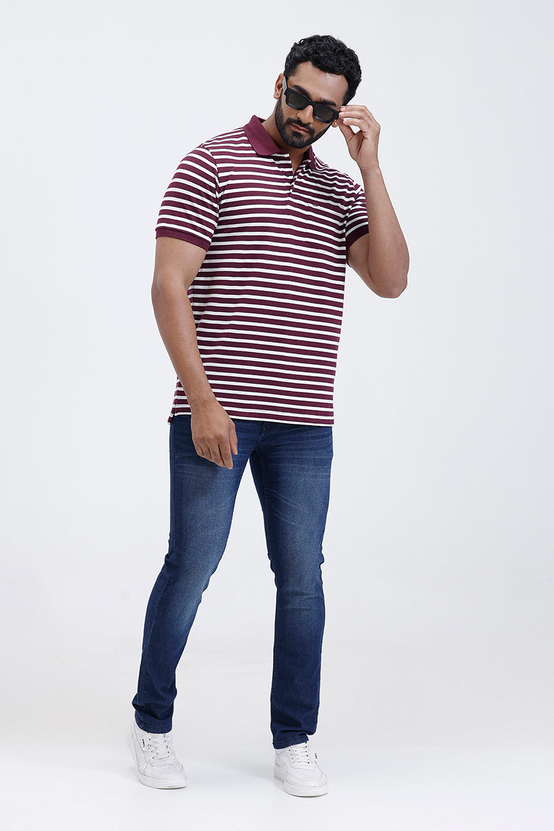 Stylish Maroon Polo T-Shirt Mens Casual Wear