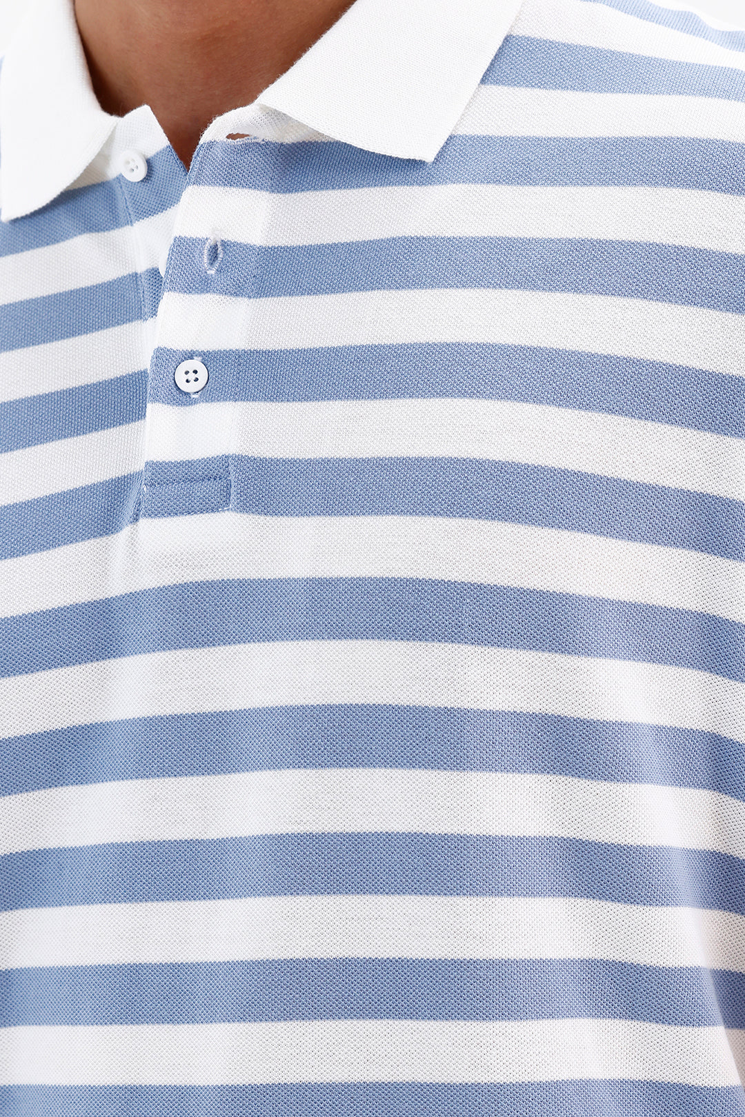 Frost Blue & White Stripes Polo T-Shirt for Men by French Polo