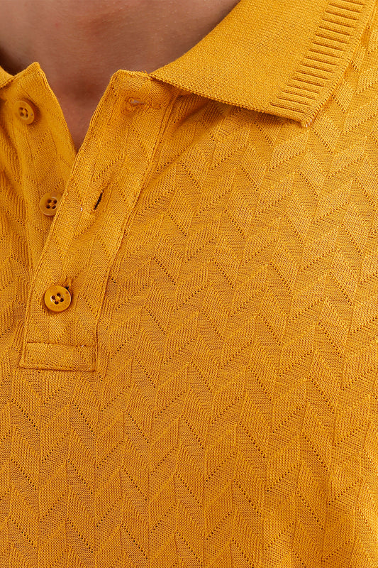 Fashion Polo + Monaco - Vintage Mustard T-Shirt With Dark Navy Trouser Combo For Men | Ariser