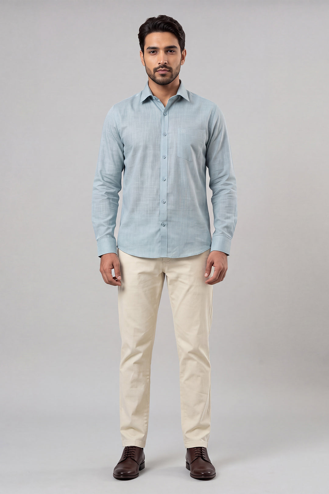 Ariser Indo Cotton Pale Green Shirt with Midnight Blue Trouser Combo for Men
