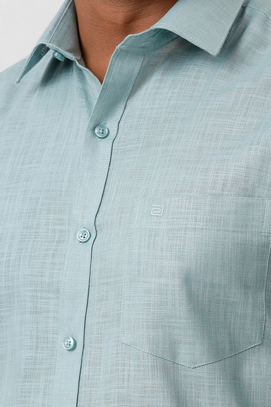 Classic Pale Green Shirt with Midnight Blue Formal Trousers for Men