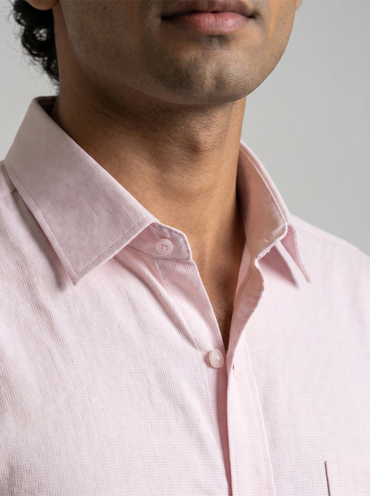 Ariser Men's Powder Pink Dobby Shirt and Beige Chino Trouser Combo