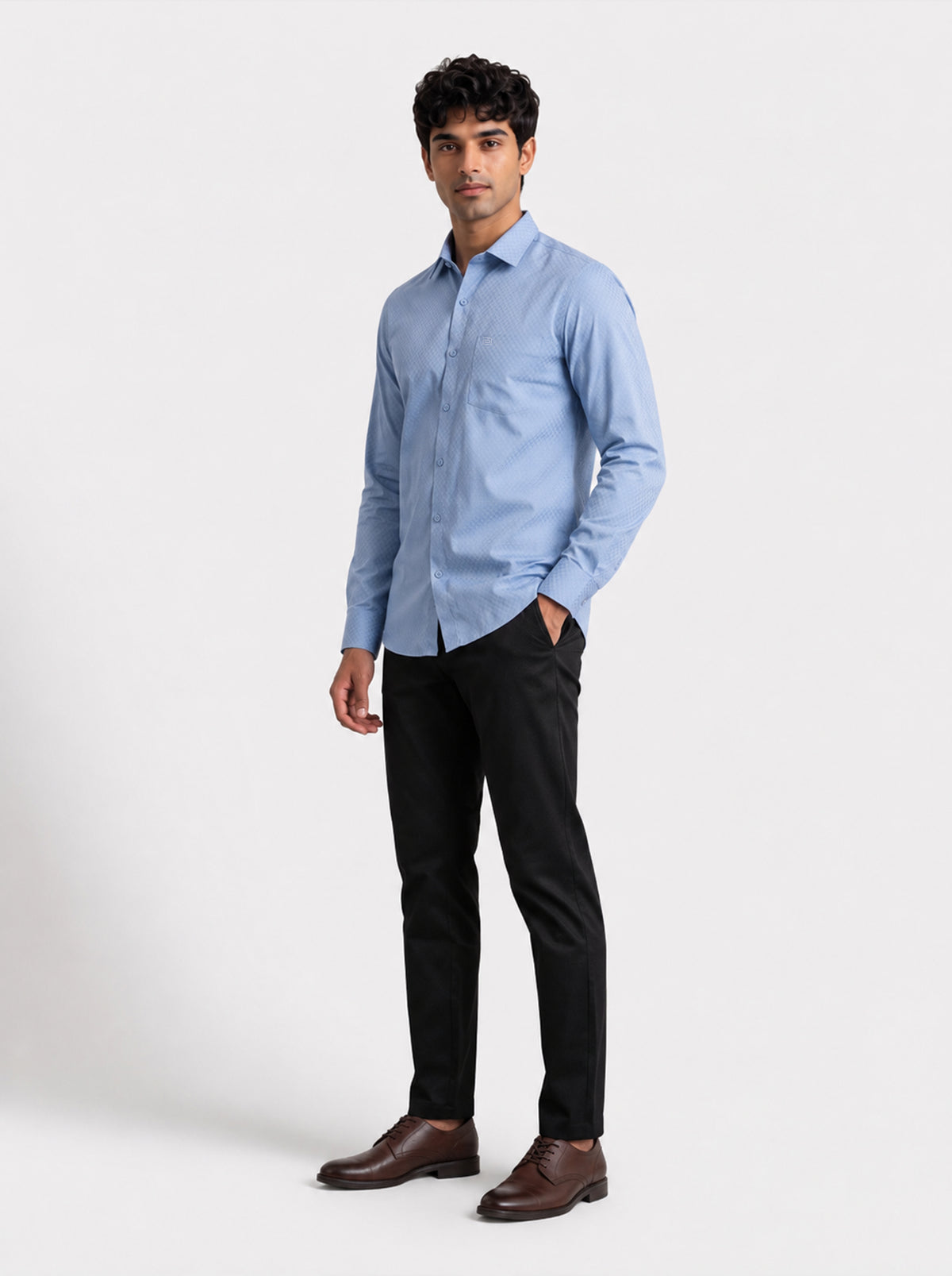Ariser Men's Sky Blue Formal Shirt and Black Executive Trouser Combo