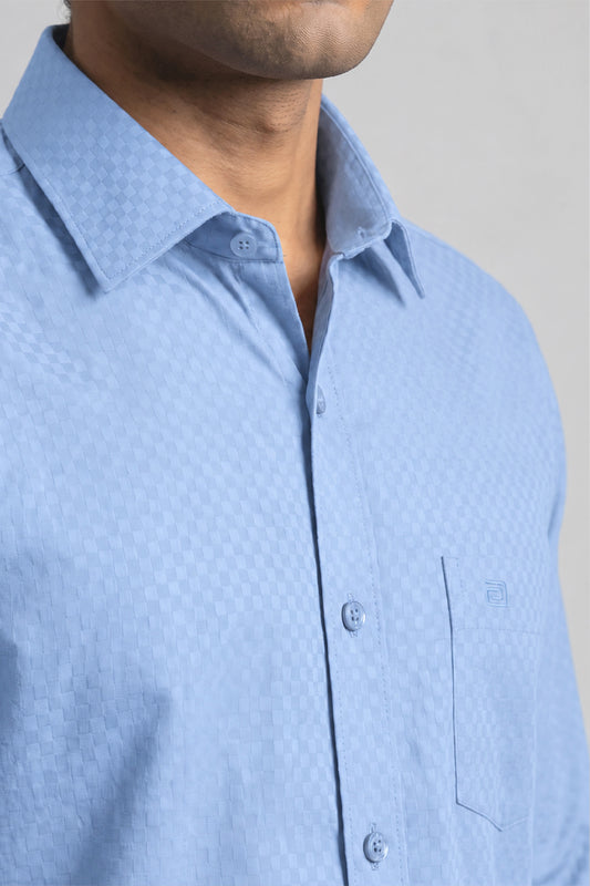 Italian Dobby Sky Blue Shirt and Executive Black Trouser Set by Ariser