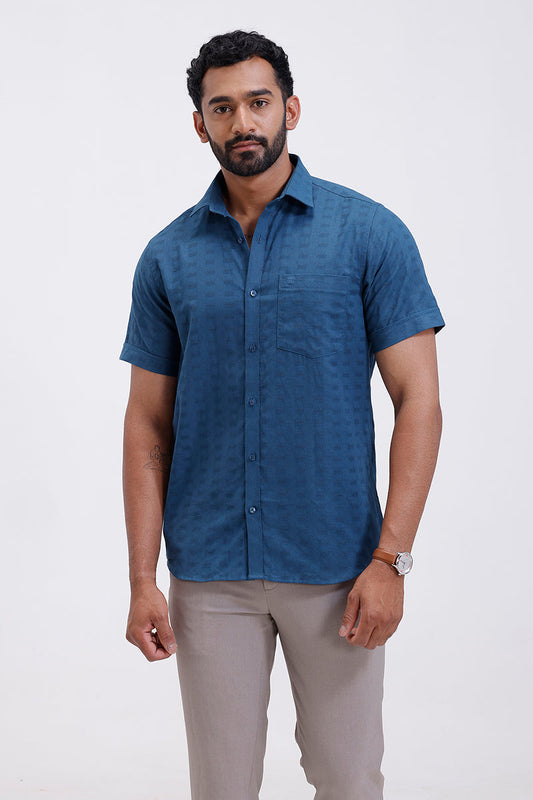 Mexican dobby deep steel blue shirt form ariser