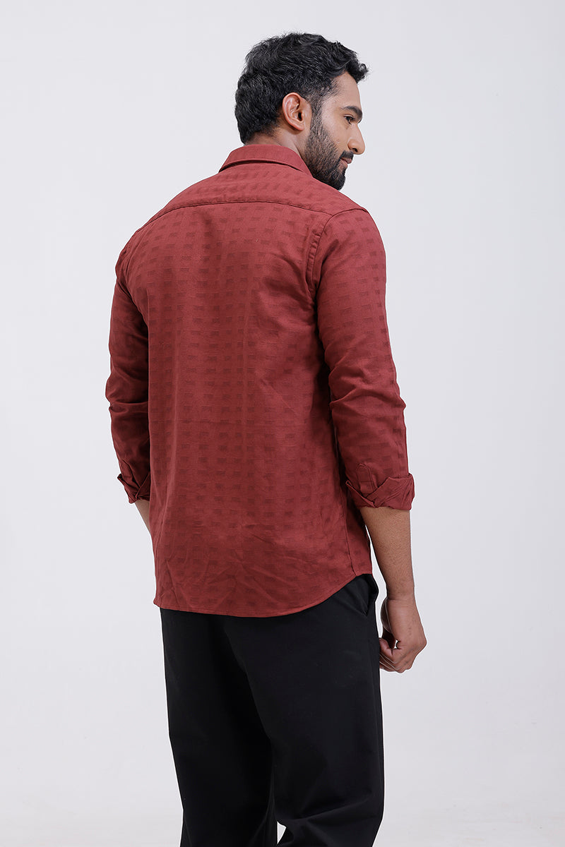 Ariser deep brick red textured formal shirt