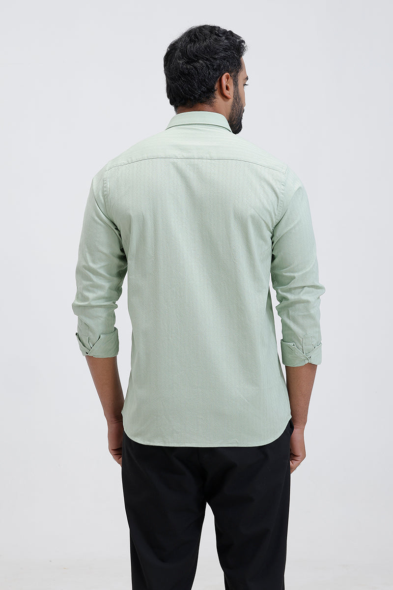 Men’s formal sage green shirt with dobby texture