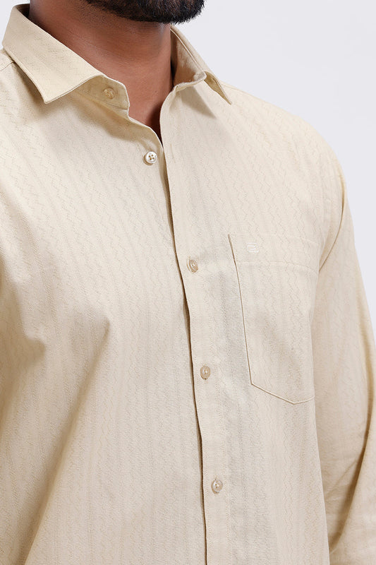 cream textured casual shirt