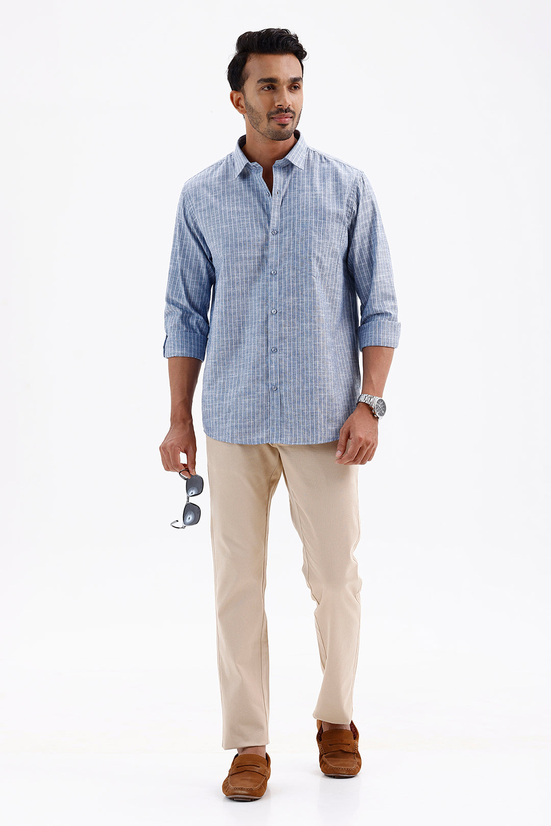 Jeta Men's Coastal Blue Cotton Casual Shirt
