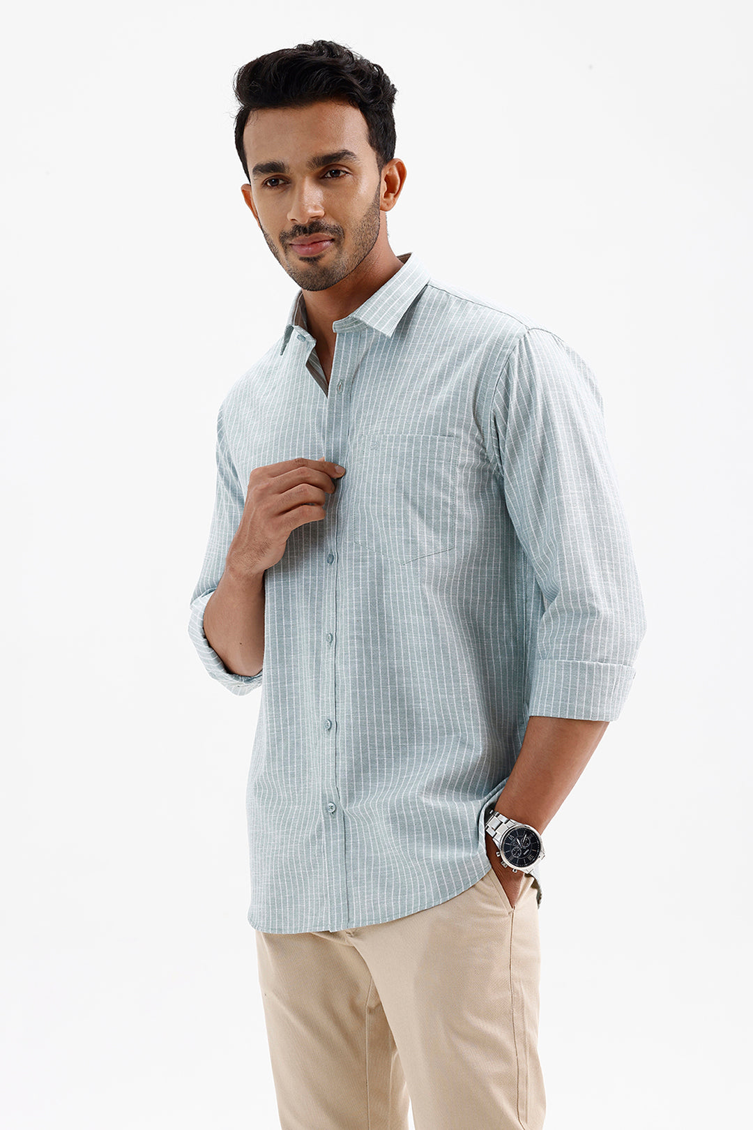 Pale Green Casual Shirt for Men by Jeta