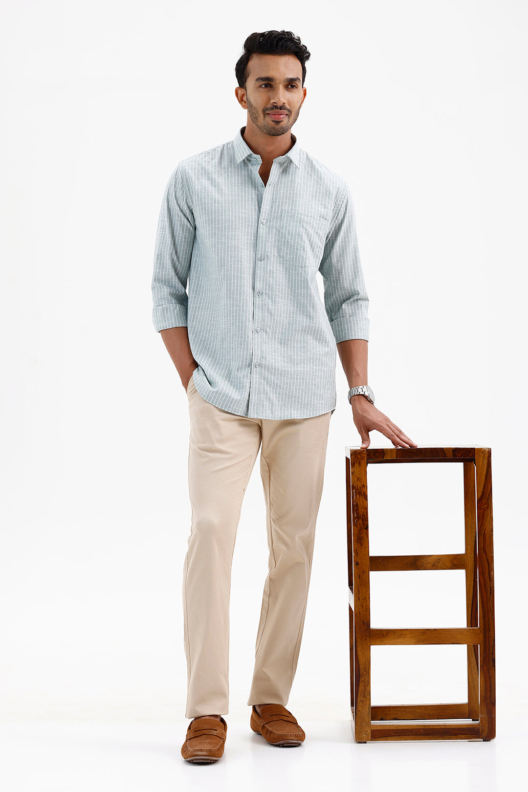 Jeta Men's Pale Green Cotton Casual Shirt
