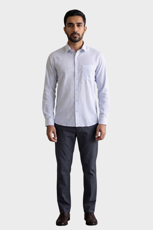 Ariser Jeta Crystal White Shirt with Charcoal Gray Trouser Combo for Men