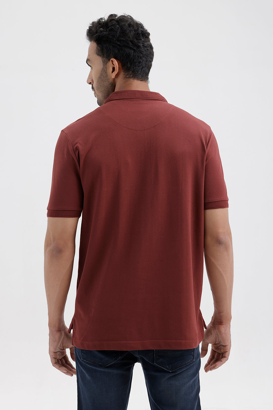 Lycra Polo Men's Cocoa Rust Brown Cotton T-Shirt