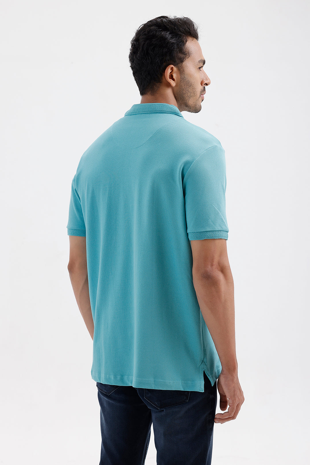 Lycra Polo Men's Ocean Green Cotton T-Shirt