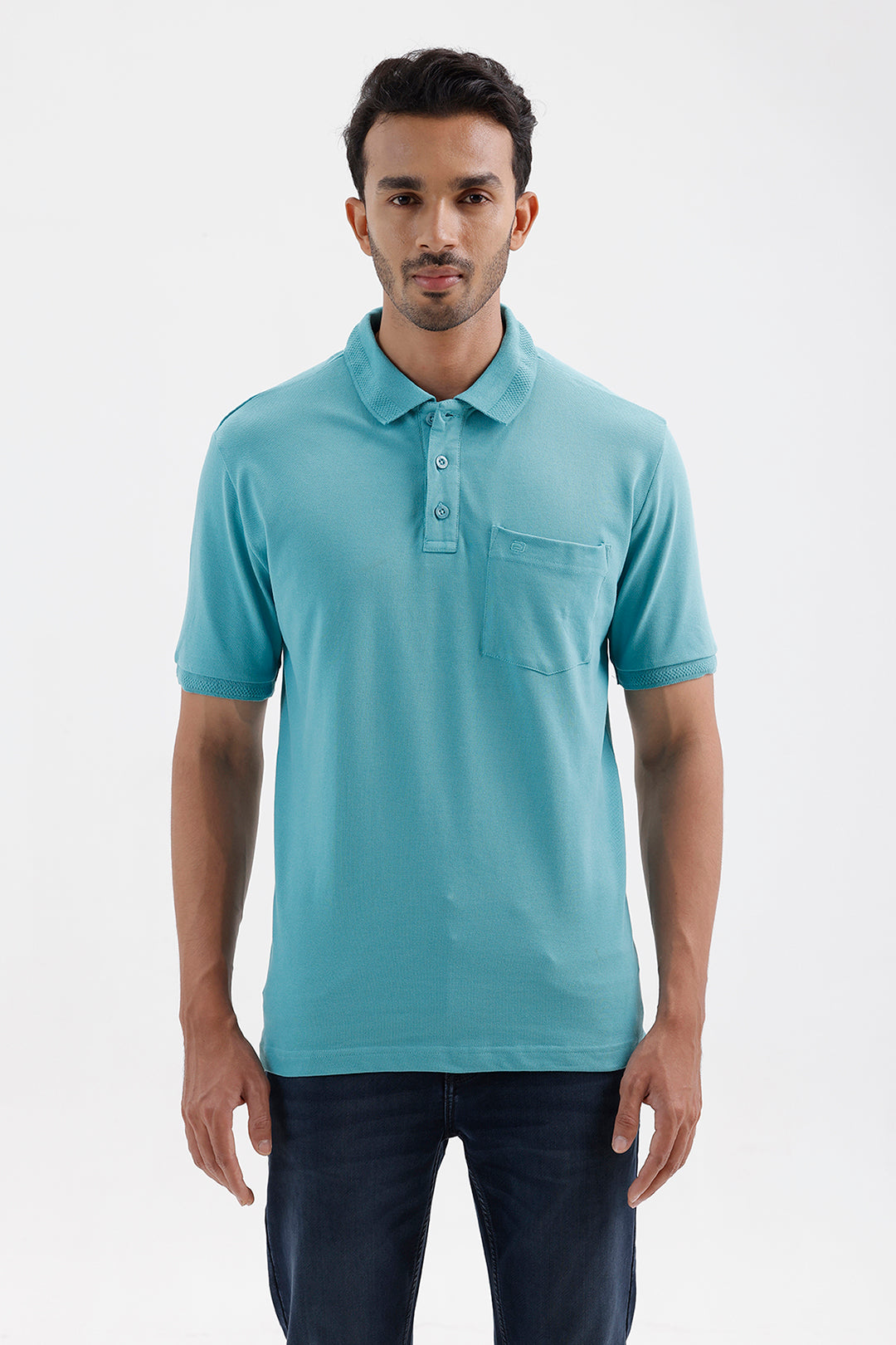 Men's Ocean Green Lycra Polo T-Shirt