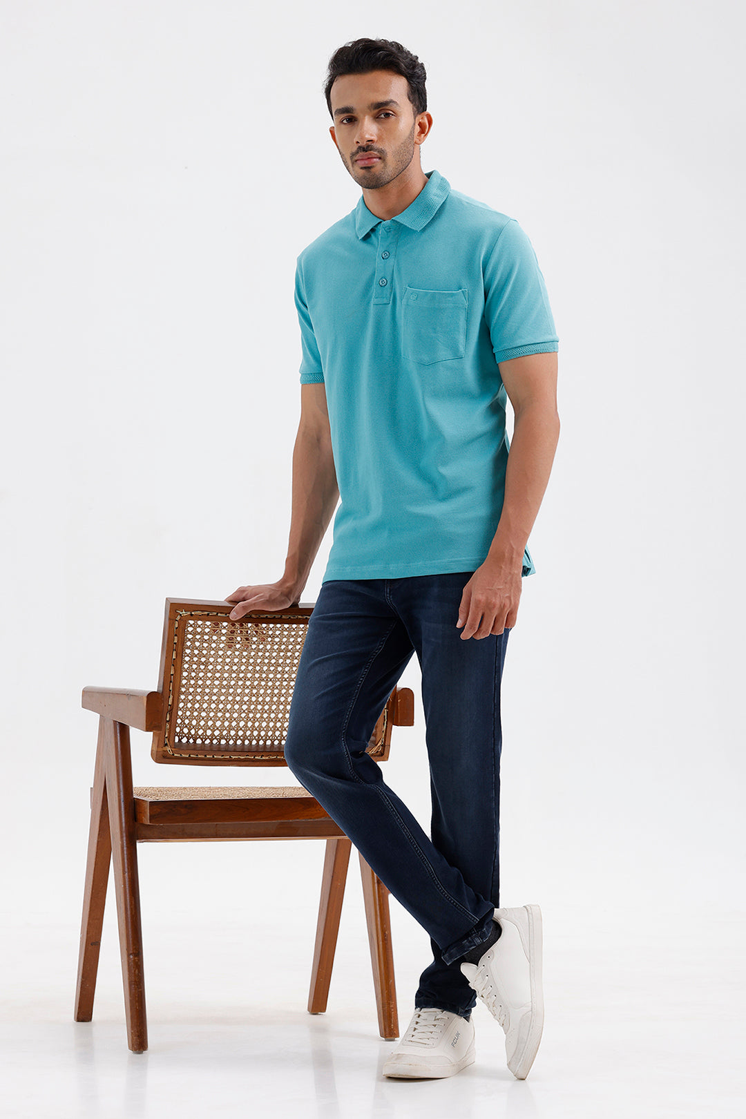Premium Ocean Green Polo Neck T-Shirt for Men