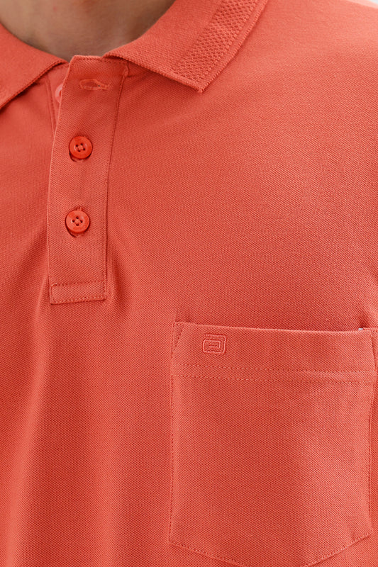 Coral Orange Polo T-Shirt for Men by Lycra Polo