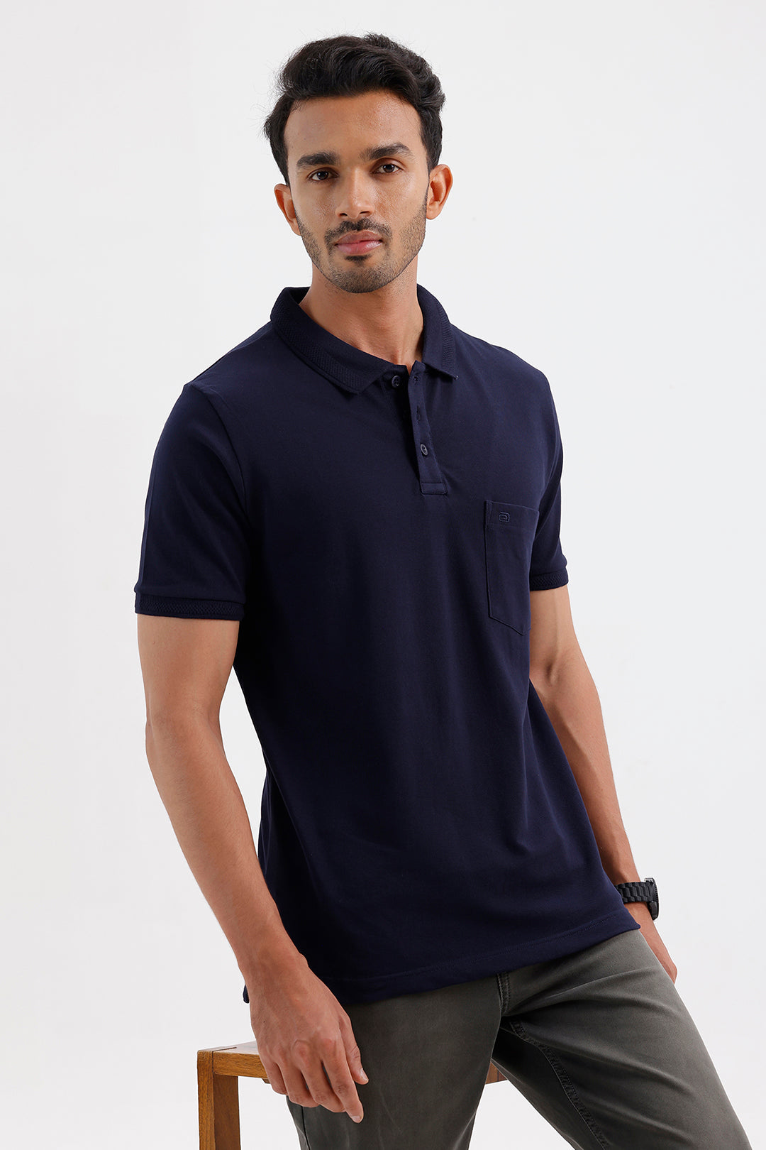 Lycra Polo Men's Midnight Navy Blue Cotton T-Shirt