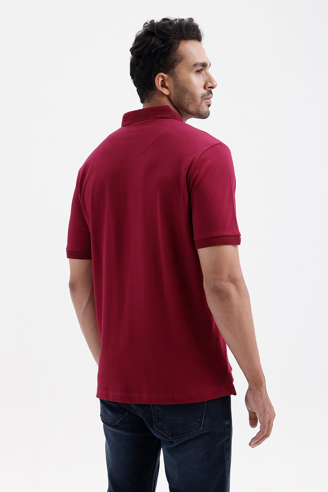 Lycra Polo Men's Royal Maroon Cotton T-Shirt