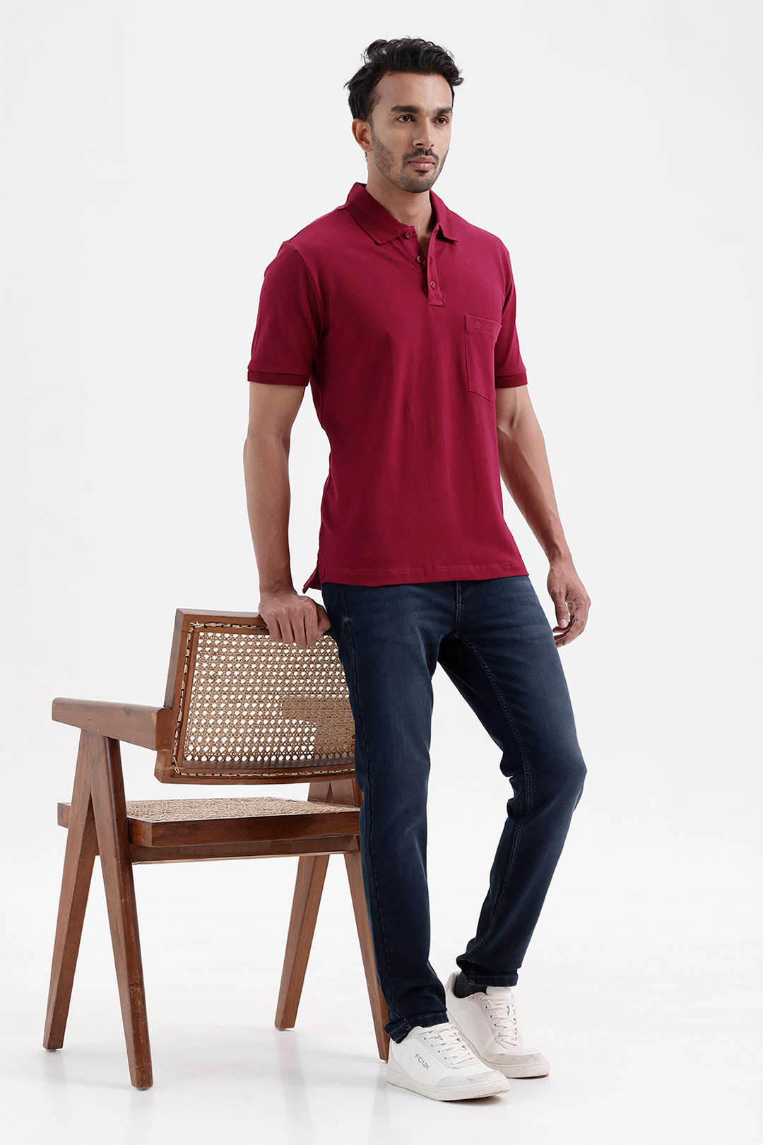 Men's Solid Royal Maroon Lycra Polo T-Shirt