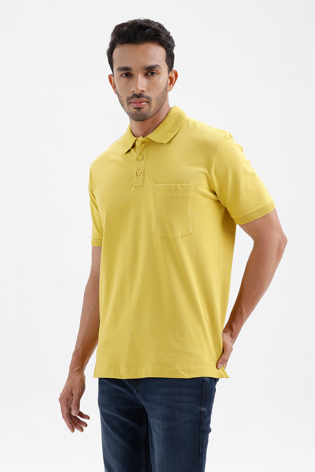 Stylish Vintage Mustard Lycra Polo Men's T-Shirt