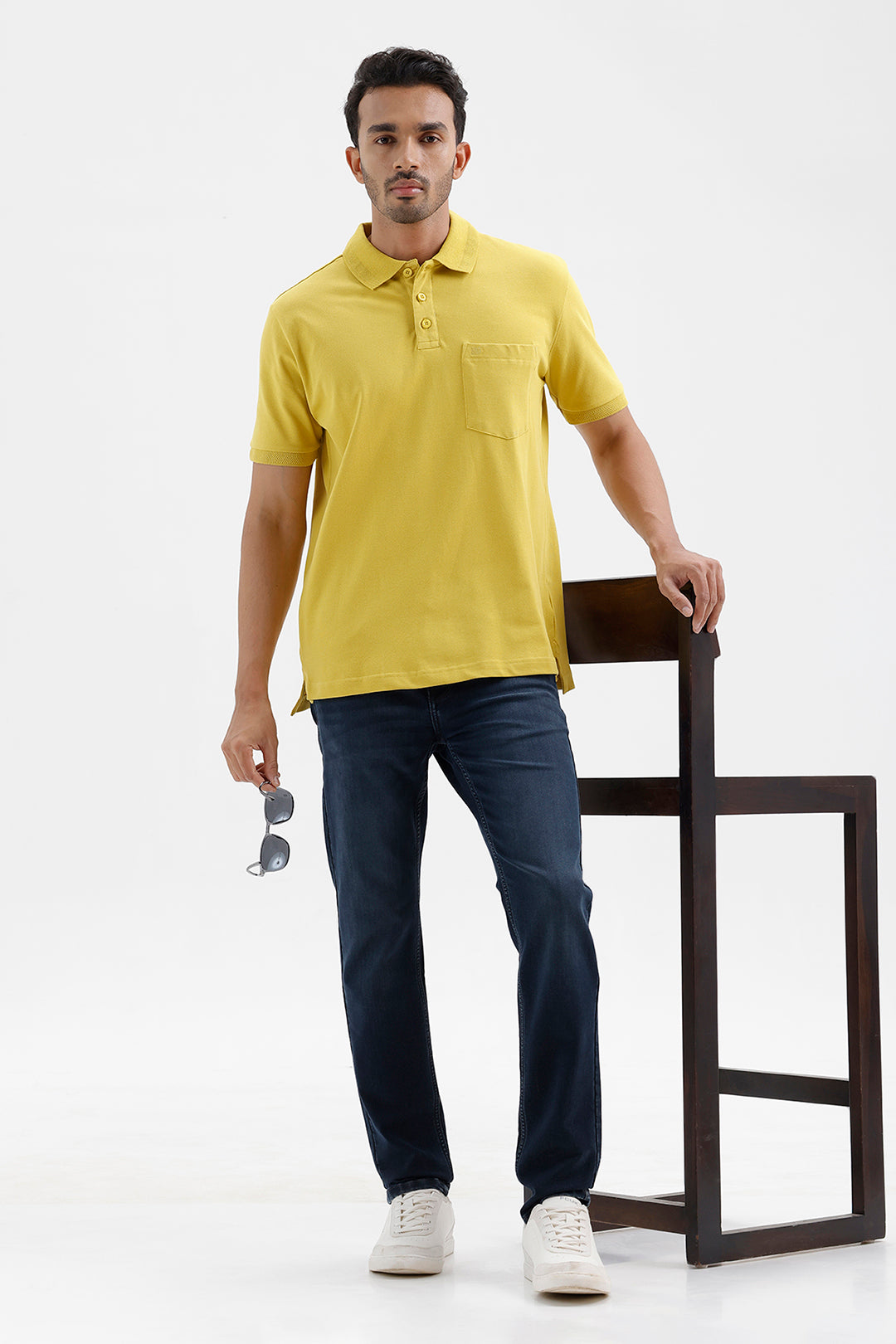 Men's Solid Vintage Mustard Lycra Polo T-Shirt