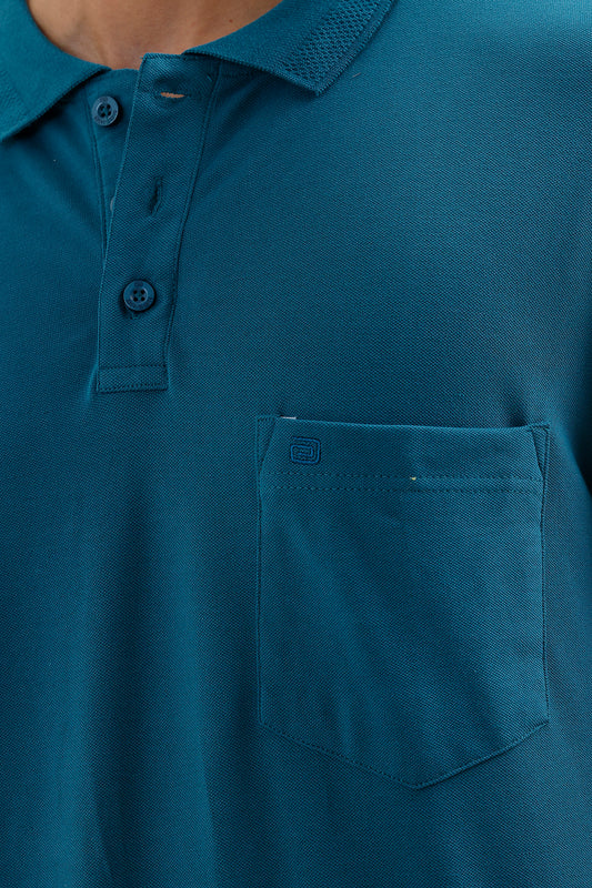 Deep Teal Green Polo T-Shirt for Men by Lycra Polo