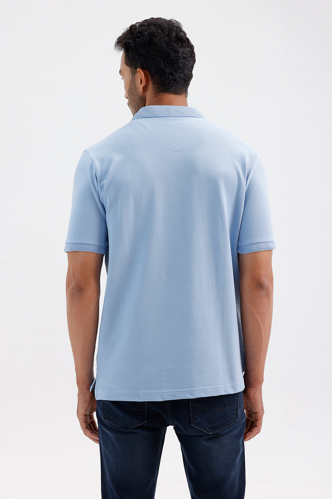 Lycra Polo Men's Frost Blue Cotton T-Shirt