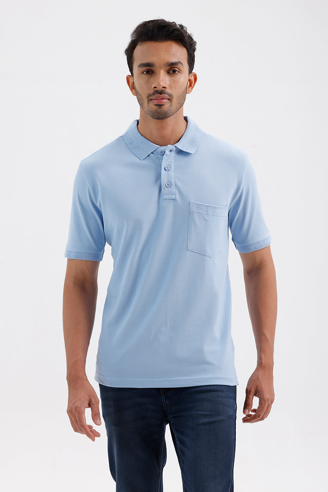 Men's Frost Blue Lycra Polo T-Shirt