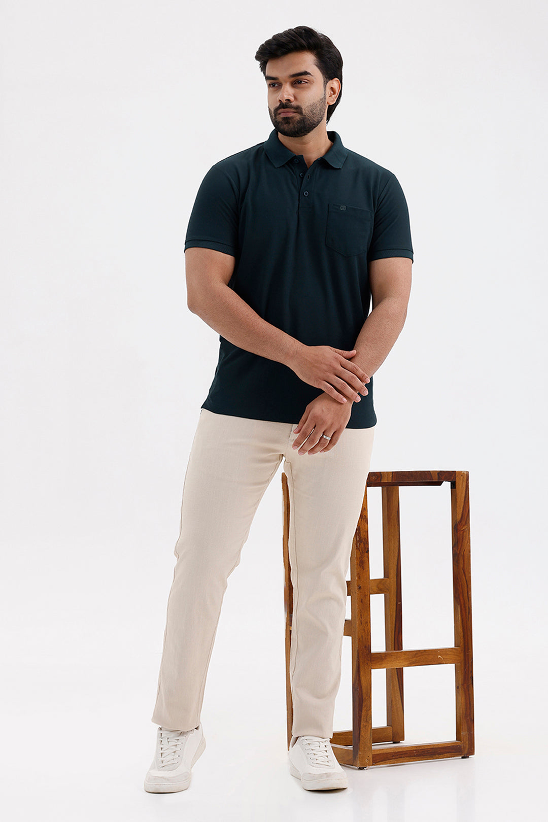 Men's Solid Alpine Green Macro Polo T-Shirt
