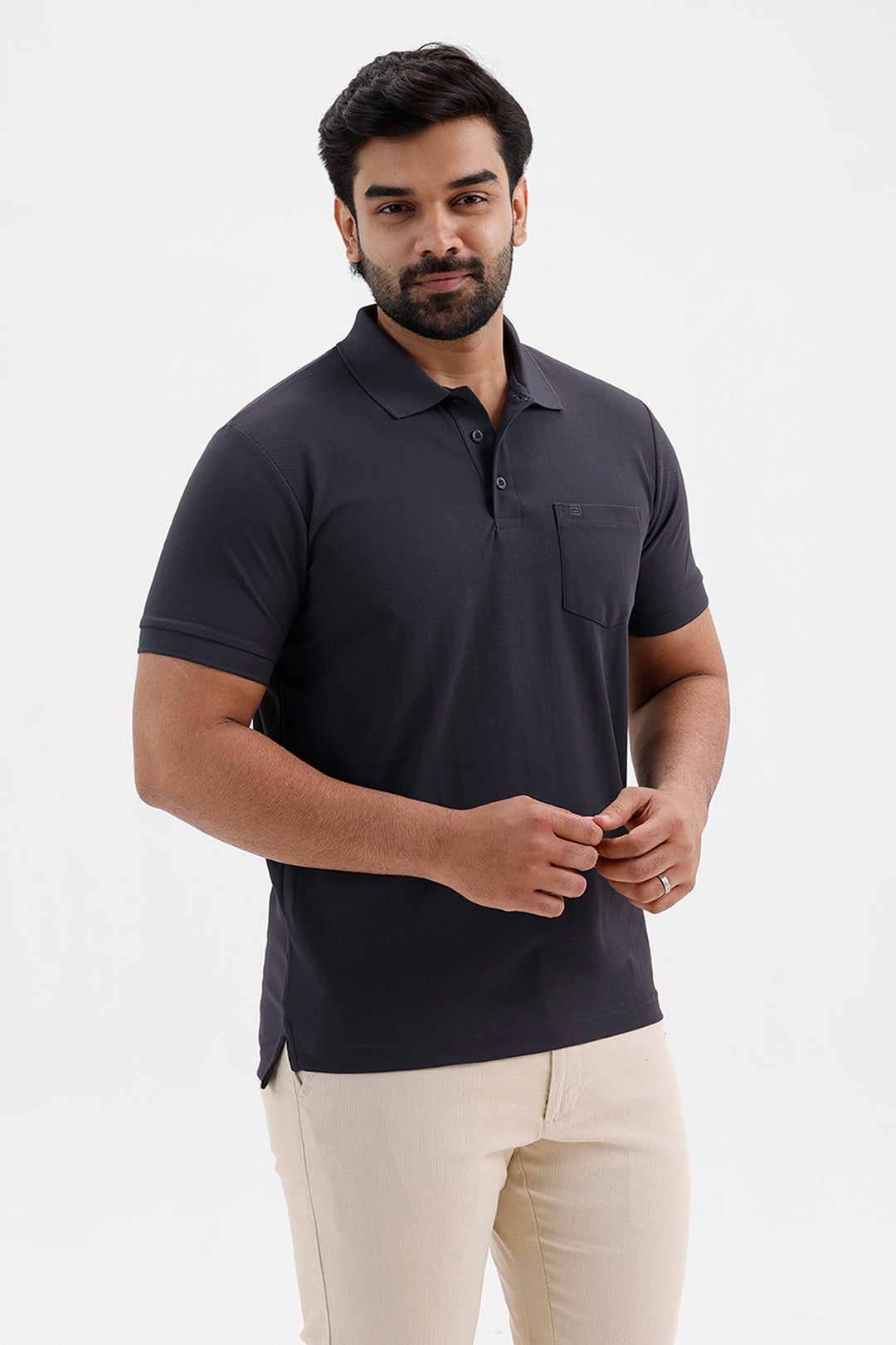 Anthracite Polo T-Shirt for Men by Macro Polo