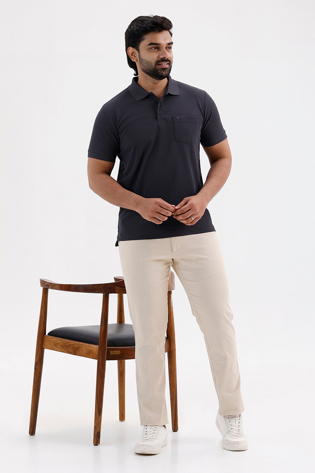 Macro Polo Men's Anthracite Cotton T-Shirt