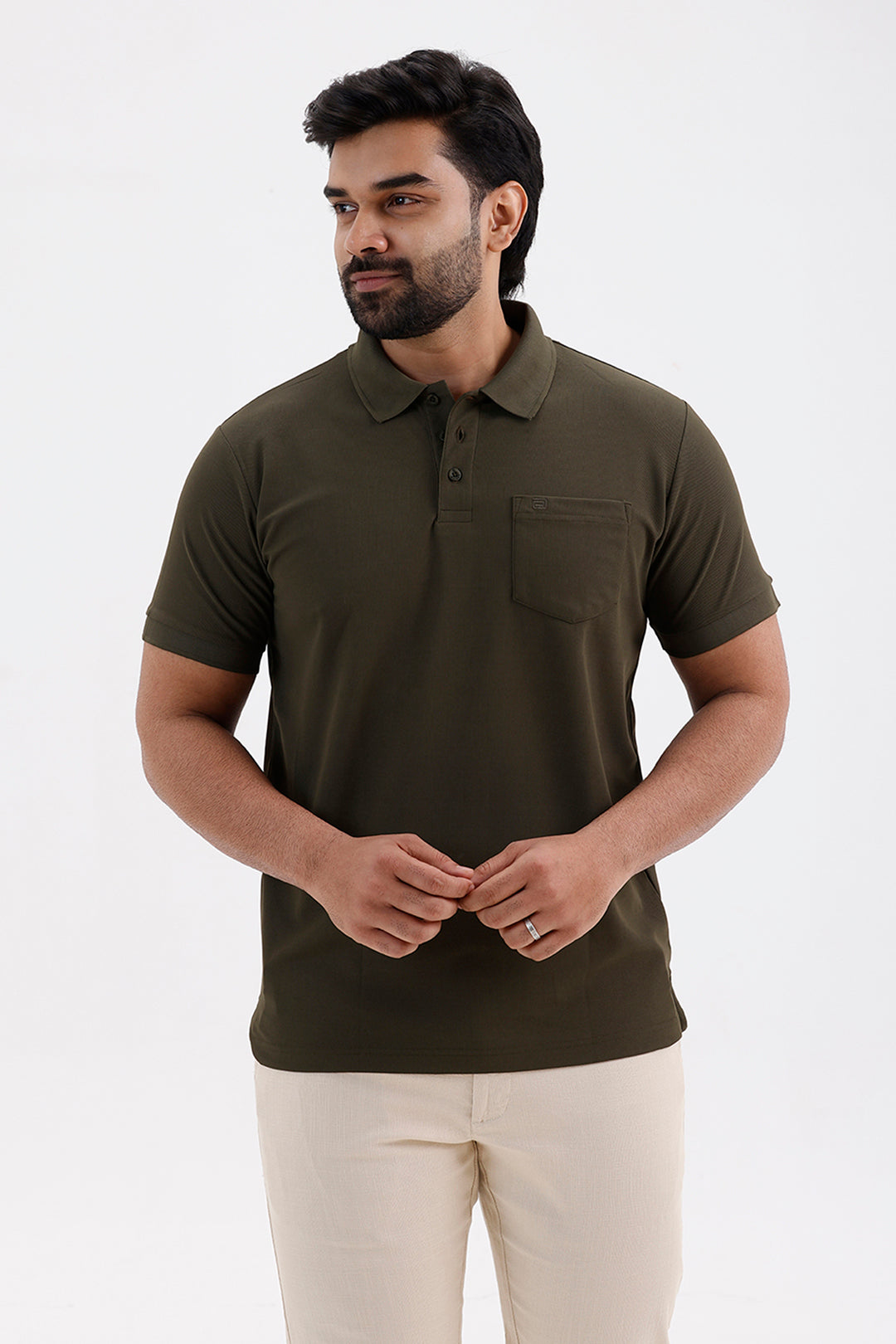 Men's Sage Green Macro Polo T-Shirt