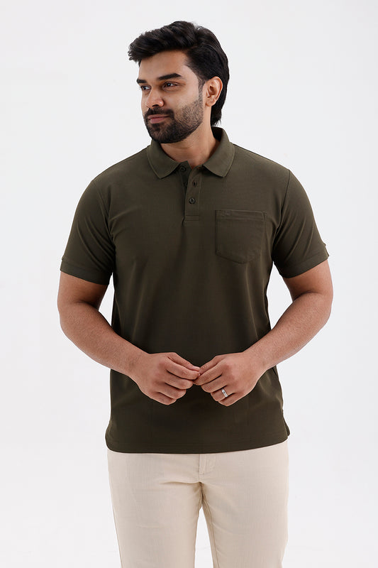 Men's Sage Green Macro Polo T-Shirt