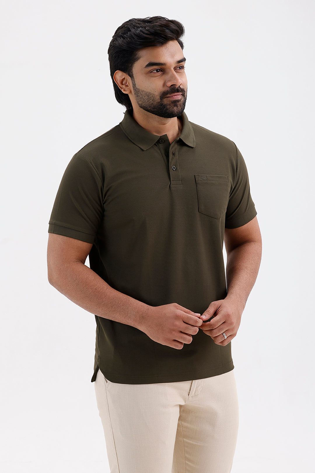 Stylish Sage Green Macro Polo Men's T-Shirt