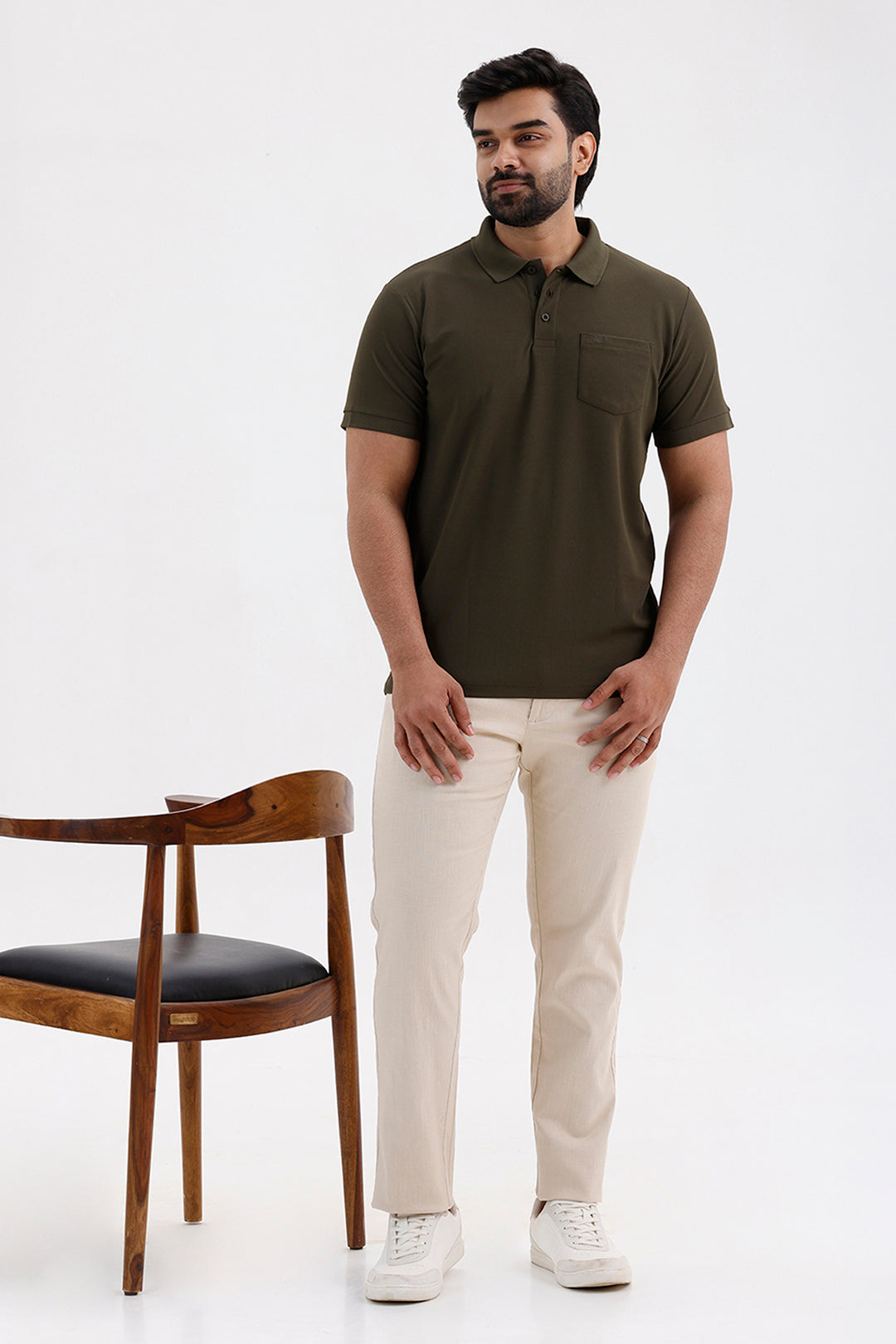 Men's Solid Sage Green Macro Polo T-Shirt