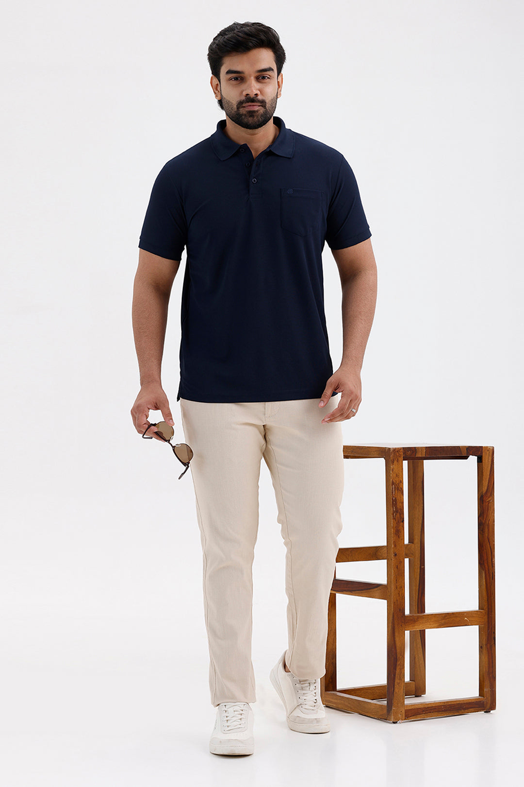 Men's Solid Midnight Navy Macro Polo T-Shirt