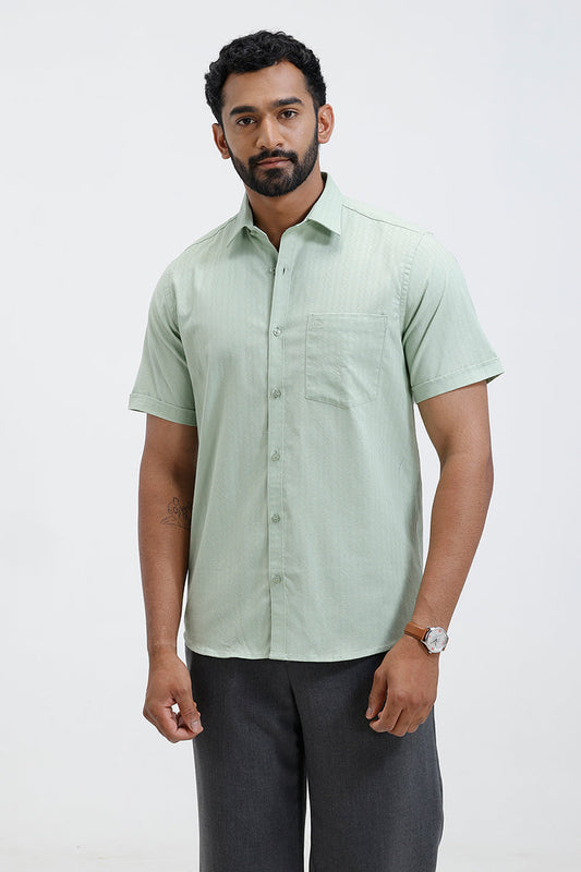 Mexican dobby sage green embossed line shirt