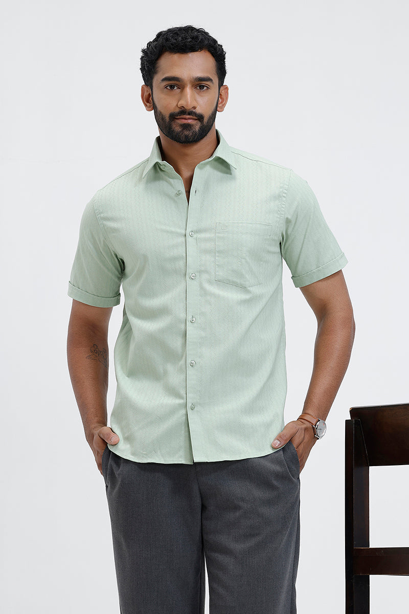  Sage green Mexican dobby formal shirt for men