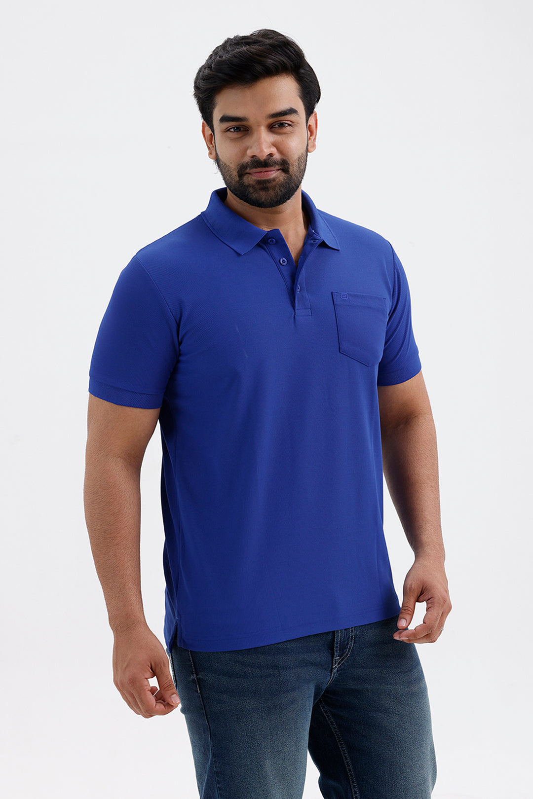 Men's Ocean Royal Blue Macro Polo T-Shirt