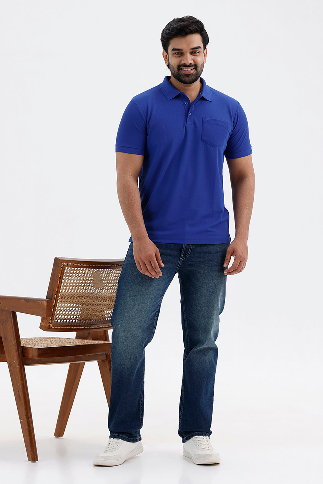 Stylish Ocean Royal Blue Macro Polo Men's T-Shirt