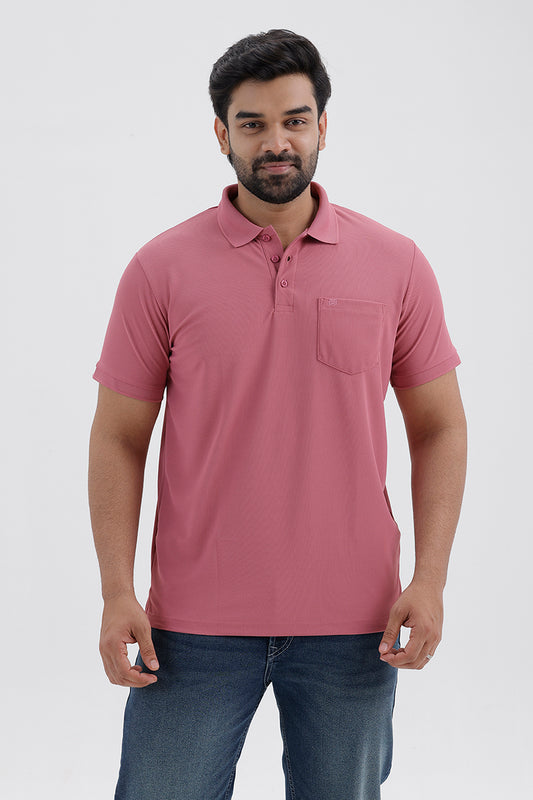 Men's Desert Rose Pink Macro Polo T-Shirt