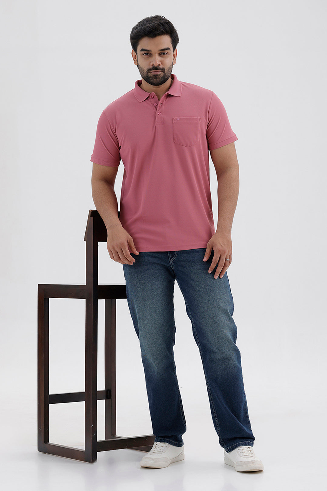 Men's Solid Desert Rose Pink Macro Polo T-Shirt