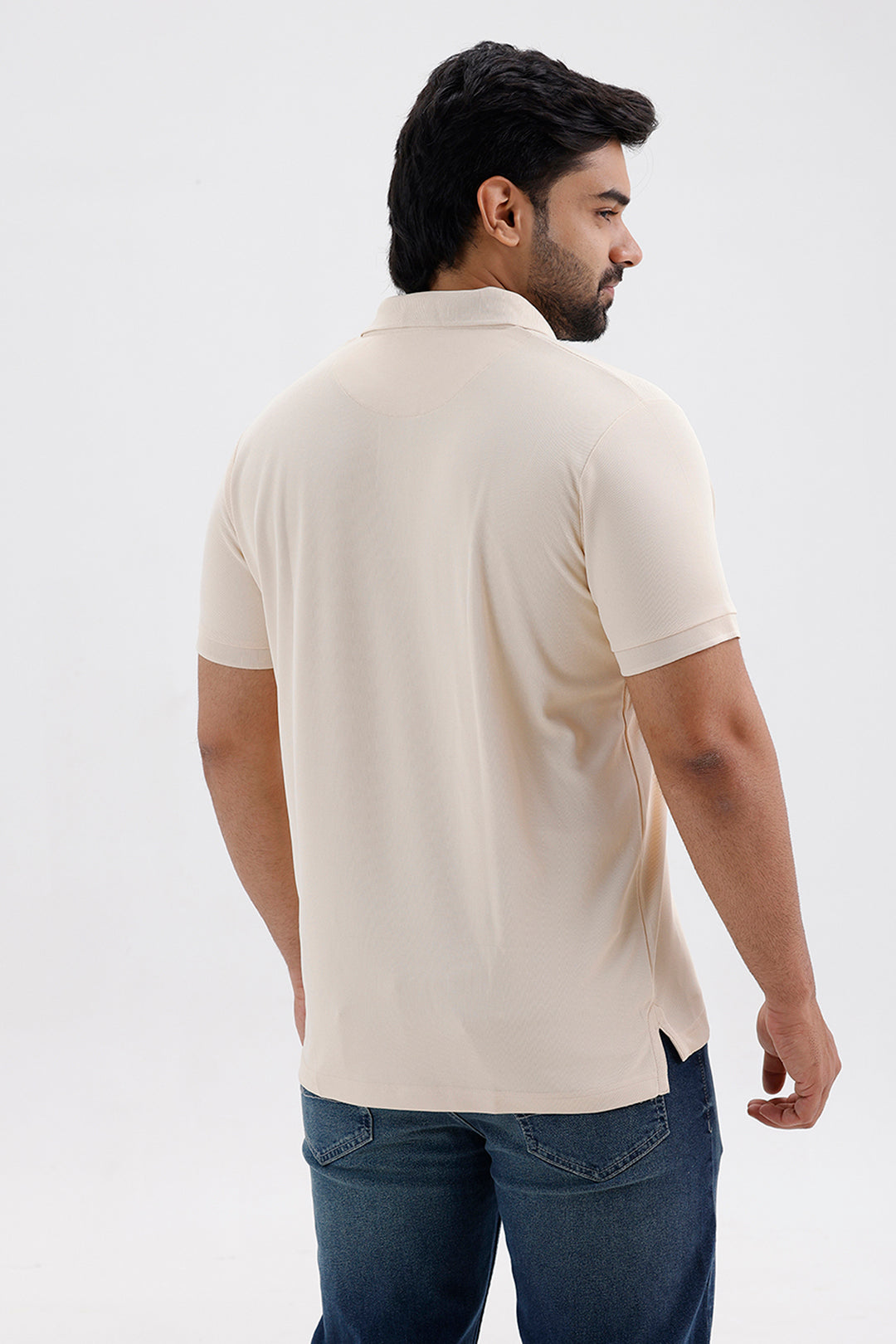 Stylish Warm Ivory Beige Macro Polo Men's T-Shirt