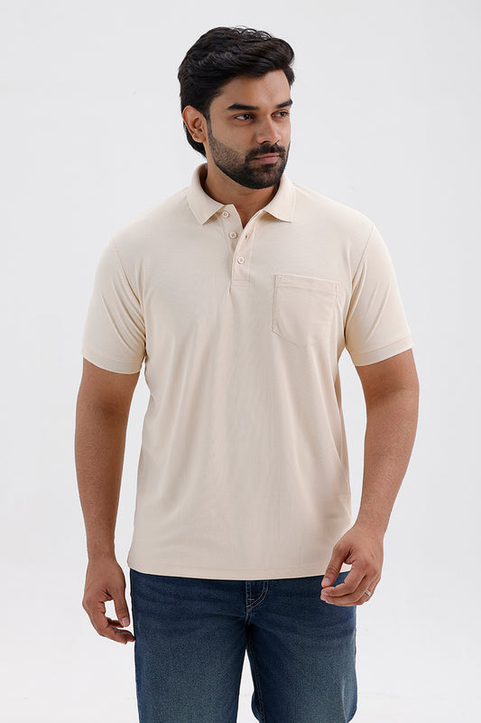 Macro Polo Warm Ivory Beige T-Shirt for Men