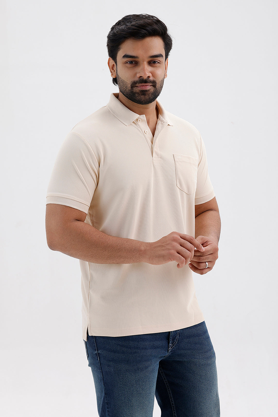 Warm Ivory Beige Polo T-Shirt for Men by Macro Polo