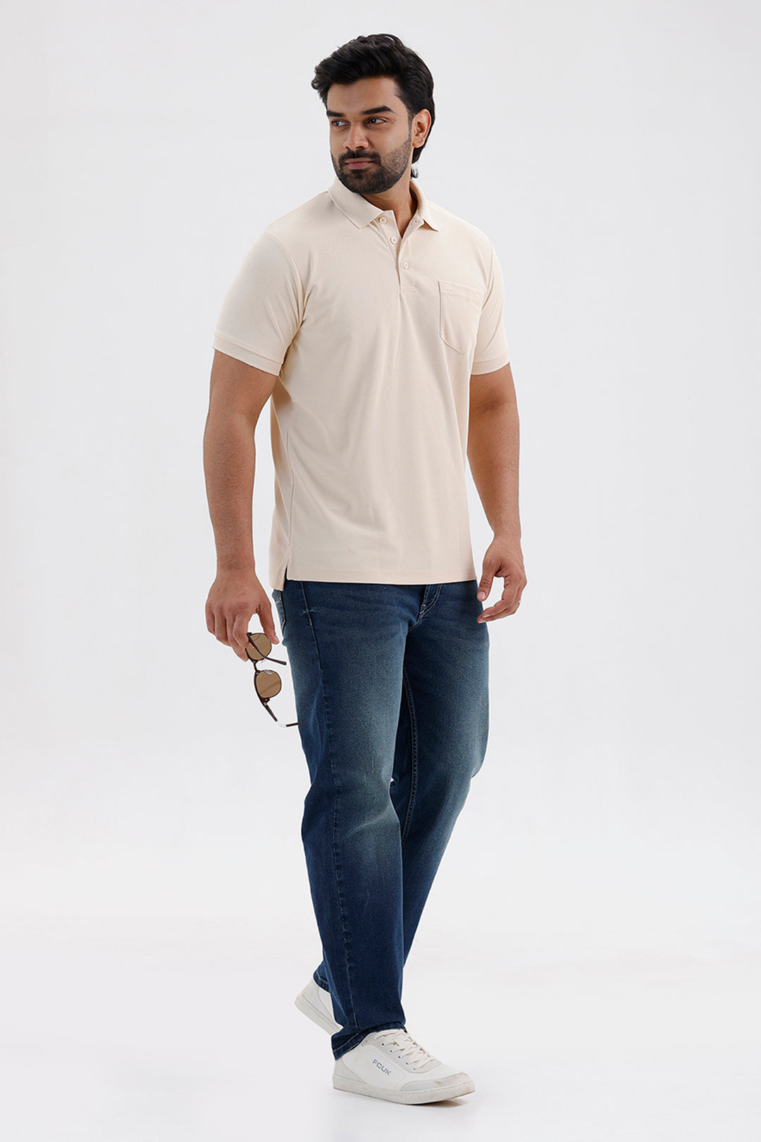 Macro Polo Men's Warm Ivory Beige Cotton T-Shirt