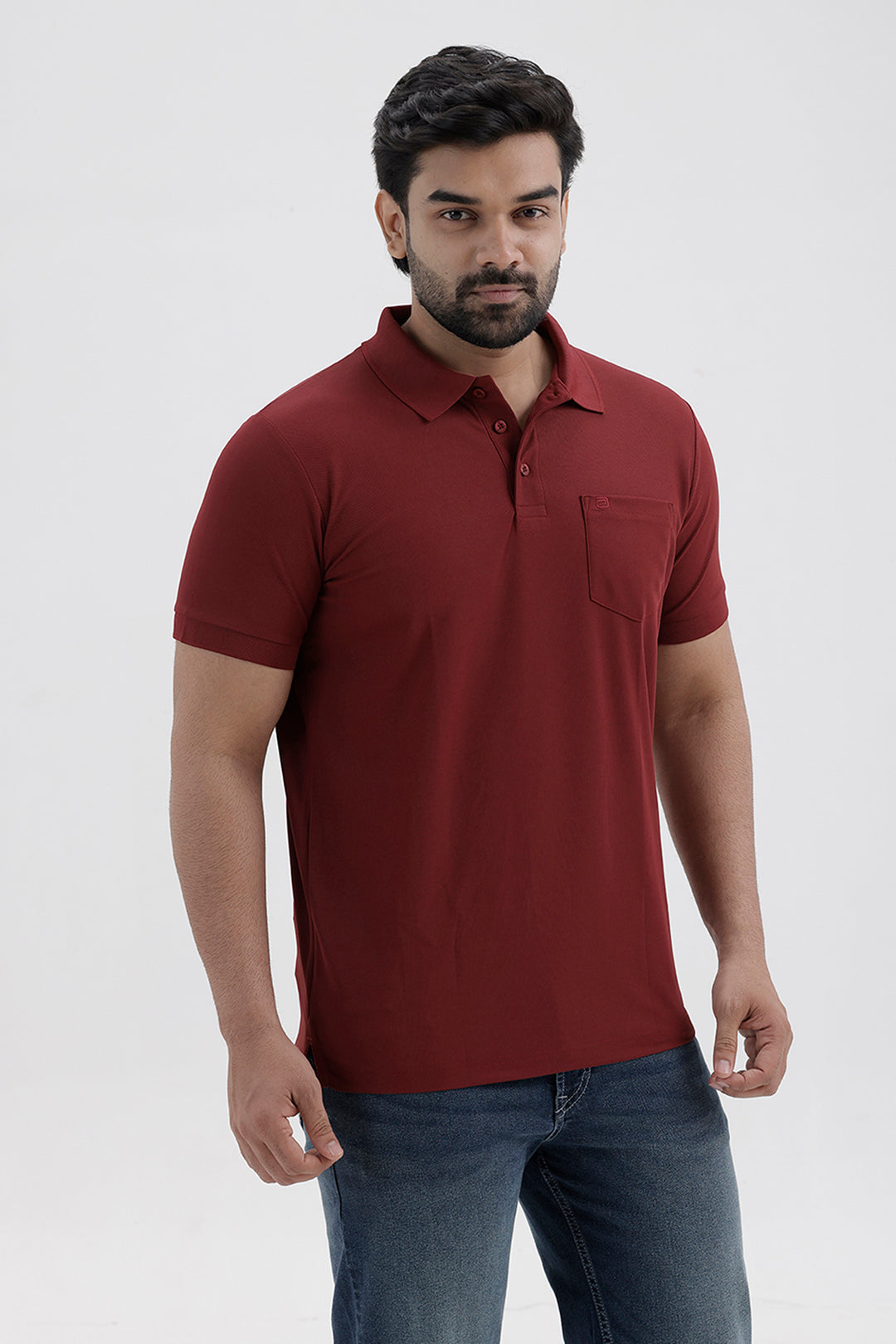 Stylish Merlot Red Macro Polo Men's T-Shirt